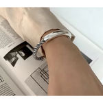 Boutique Unisex Twist Bar 925 Sterling‎ Silver Cuff Bracelet, Adjustable Photo 6