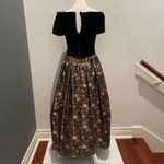 Jessica McClintock Stunning 80's Black Velvet and Brocade Tea Length Cocktail/Party/Holiday Dress Photo 6