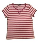New Bossini Short Sleeve‎ Stripe Top Large Vneck Tee T Photo 1