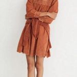 Madewell ππ Embroidered Corduroy Square-Neck Mini Dress ~ Warm Umber Medium NWT Photo 0