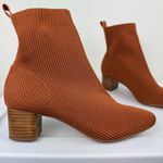 Joie  Revolve Neely Sock Ribbed Ankle Booties Sz 8.5 Chestnut Brown Block Heel Photo 9