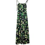 EXPRESS Black Tropical Floral Tiered Maxi Dress Tie Straps Size XS Pockets Photo 2