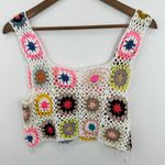 Le Lis Collection Crochet Crop Top‎ Colorful Granny Square Knit Vest S White Photo 1