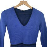 Club Monaco Fit & Flare Mini Sweater Dress Knit Polka Dot Long Sleeve XS Photo 2