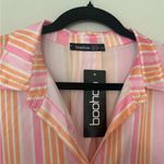 Boohoo  Vibrant Pink and Orange Striped Blouse Size US 16 Photo 2