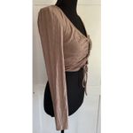 Windsor  Womens Sexy Ruched Keyhole Front V-Neck Long Sleeve Crop Top Sz M Photo 1