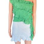 ZARA NWT Size L Green Ruffled Asymmetrical One-Shoulder Crop Top Vacation Photo 0