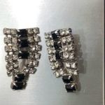 Vintage Signed PAT 1967965 Black/Clear Pave Rhinestones Clip On Earrings 11.0g Black Photo 10
