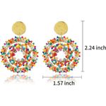 A Golden Colorful Beaded Dangling Earrings 1.57 Inches Photo 1