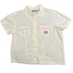 Vintage Bill Blass Jeans Women's Large White Floral Embroidered Button Photo 0