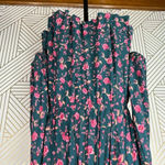 Free People  Flower Fields Mini Dress‎ Green Pink Floral Print Size Medium Photo 9