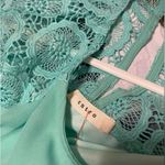 Entro  Crochet Mini Dress with Cap Sleeves and Pockets Mint NWT Medium Fit Photo 6