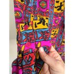 Tucker 100% Silk Shirt Dress Tunic sz M Bold Bright Pattern Pink Size M Photo 5