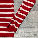 Vine & Love Red White Stripe Sweater Womens XS Ribbed Fitted Pearl Button Sleeve Photo 2