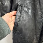 Vintage Black Leather Patchwork Trench Coat Womens M Goth No Belt Damaged Size M Photo 1
