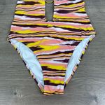VIX by Paula Hermanny Brown&Yellow Watercolor Stripe Deep Plunge One Piece Sz.L Brown Size L Photo 2