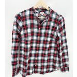 J.Crew Factory Womens Red Plaid Ruffle Collar Button Front Shirt Size XS Fall Photo 0