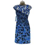 London Times Floral Printed Diagonal Sheath Dress Sleeveless Blue Size 0 Photo 5