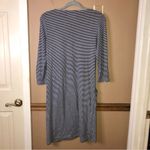 Betabrand  30 Day Striped‎ 3/4 sleeve pocket Dress blue grey Size small Photo 2