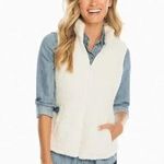 Southern Tide Peggy Sherpa Fleece Vest in White Alyssum Full Zip Size XL EUC Photo 0