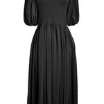 LA LIGNE Blanca Black Dress Maxi Short Puff Sleeves Smocked Waist Stretch XS EUC Photo 12