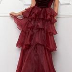 Symphony METALLIC MESH LAYERED RUFFLE MAXI DRESS Photo 0