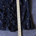 frame denim FRAME S/P Black Sheer Top Metallic Gold Detail Keyhole Witchy Whimsigoth Holiday Photo 5