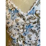 Laura Ashley Floral Blue White V Sleeveless Dress 8 boho cottageore Y2K linen Photo 3