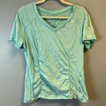 Brisas Tee Light Teal V Neck Athletic Top Sz M GUC Cotton Spandex Sporty Athlete Green Size M Photo 0