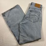 H&M Divided Light Denim 90S Baggy High Waisted Wide Leg Distressed Knee Jeans Photo 4