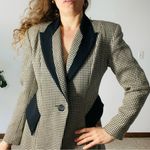 VINTAGE 90s B Louise Houndstooth Blazer Black Size 6 Photo 2