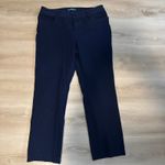 Ralph Lauren Lauren Womens Navy Blue Straight Leg Pants Size 14 Cotton Blend Photo 1