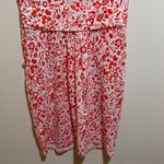 Margo Orange White Floral Short Cap Sleeve Dress Jersey Knit Pockets Size 8 Photo 10