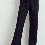 Anthropologie  MAEVE Irina Relaxed Ponte Black Wide Leg Belted Pants Size 8 Photo 0