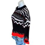 Kate Spade Blue Fair Isle Sweater SMALL Red Zebra Beaded Wool Oversized $300 Photo 6