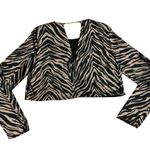 ZARA  animal print crop shirt long sleeve blouse gold black chain back medium Photo 4