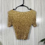 NEW Y2K 80s 90s Trendy One Size Bubble Popcorn Stretch Shirt Gold Photo 1