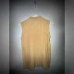 Anna Gray‎ women’s silk sleeveless gold ribbed mock turtle medium light knit Photo 1