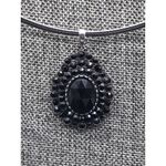 None Silver Tone Collar Necklace &2 Black Pendants Oval & Cross Whimsigoth Witchy 18" Photo 7