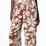 ZARA nwt floral printed boho halter satin effect wide leg jumpsuit romper with chain Photo 5