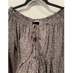 HASHTTAG Tie Front Grey Round Neck Balloon Long Sleeve Blouse Photo 3