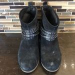 Jessica Simpson black suede Belted Leather ankle boots Women’s Size 8 Booties Photo 2