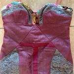 Nicole Miller UNIQUE  PURPLE DENIM FLORAL AND LACE MIDI BUSTIER DRESS SIZE 10 Photo 4