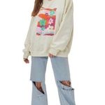Nasty Gal Sand Have A Nice Day Placement Overdyed Floral Graphic Sweatshirt Photo 1