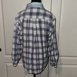 VINTAGE PASTEL FLANNEL PLAID BUTTON UP FLORAL DENIM COLLAR Blue Size M Photo 3