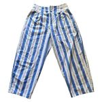 Fritzi Very High Waist Striped Blue & White Cropped Vintage Women’s Pants size 8 Photo 0