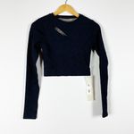 NEW Devon Windsor Holly Long Sleeve Cut Out Crew Cropped Long Sleeve Shirt M Photo 0