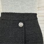 H&M Tweed A Line Skirt Rhinestone Faux Buttons Black 8 Photo 4