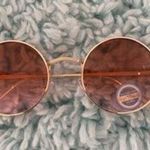 Round Orange Lens and Gold Metal Frames Sunglasses NWOT Photo 0