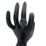 Silver, Red, and Black Rhinestone Statement Ring Photo 0